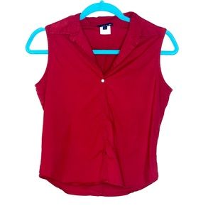 Red sleeveless top